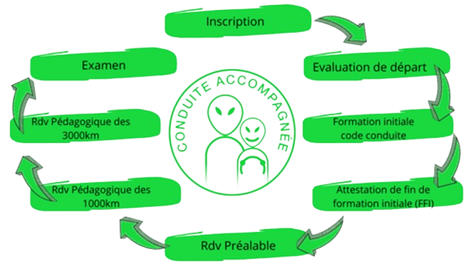 schéma parcours conduite accompagnée